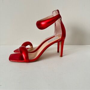 NEW Steve Madden Partay Red Metallic High Heel Women's Dressy Sandals, Sz8.5M